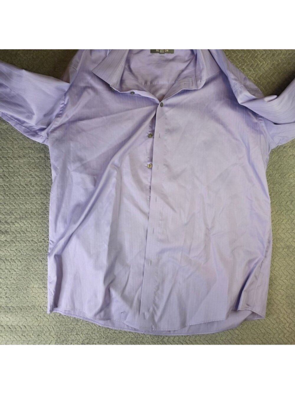 Kenneth Cole Reaction Mens Lavender Striped Wrinkle-Free Dress Shirt XL 17 34-35 - Picture 6 of 11